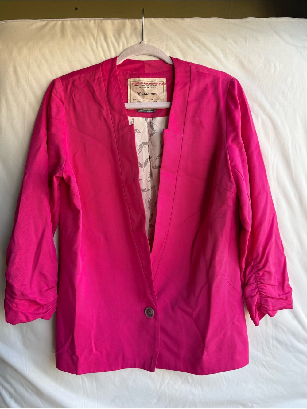 Anthropologie Cartonnier Hot Pink Blazer Women’s Size 8 Made In USA